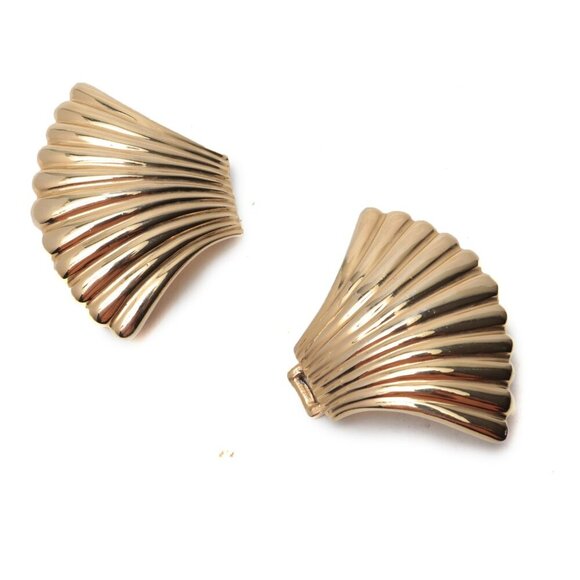 Vintage Mimi di Niscemi Gold Shell Belt Buckle Interlocking Talbots Red Vegan 81 - Picture 3 of 13